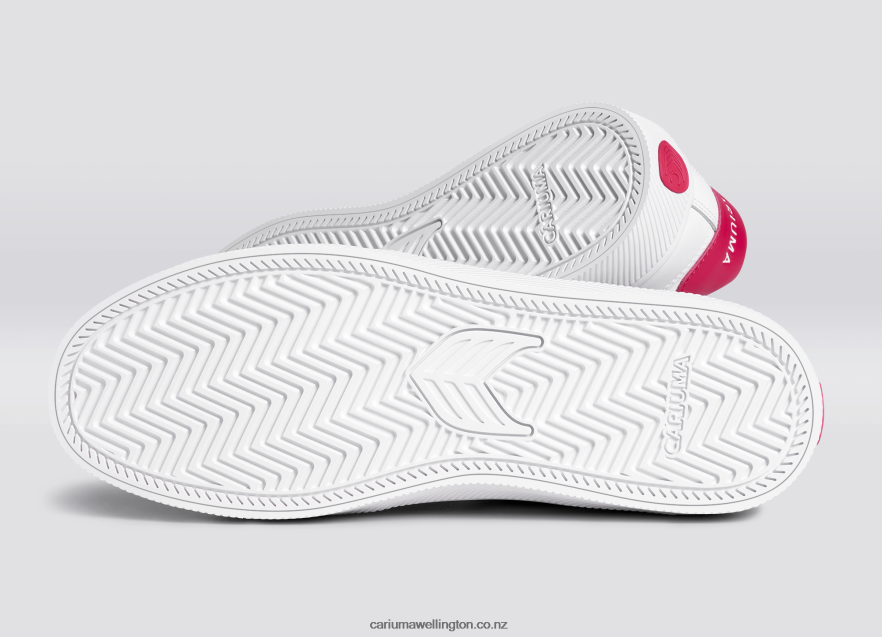Men Cariuma Pantone Viva Magenta White Leather TZ68P277