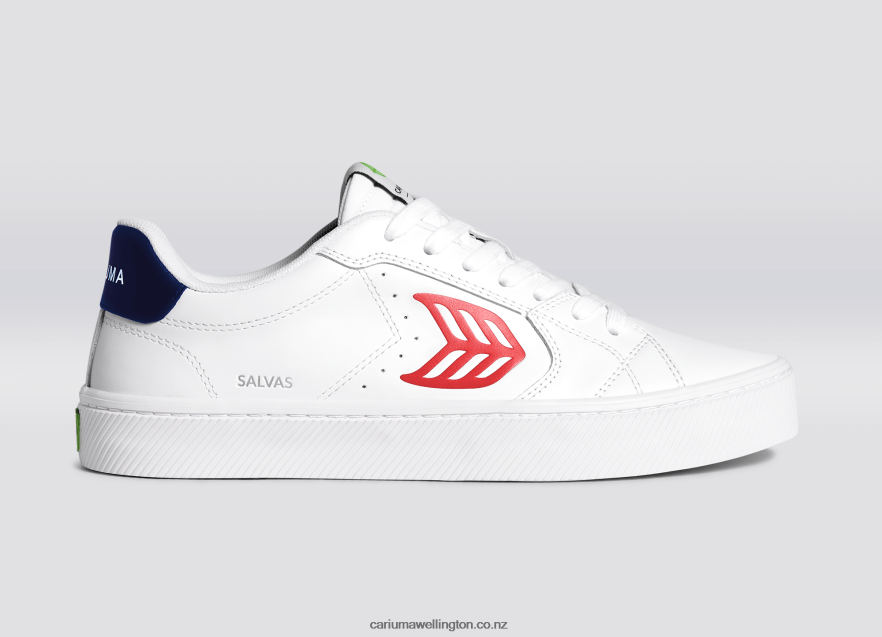 Men Cariuma White LWG Leather/Red TZ68P2102