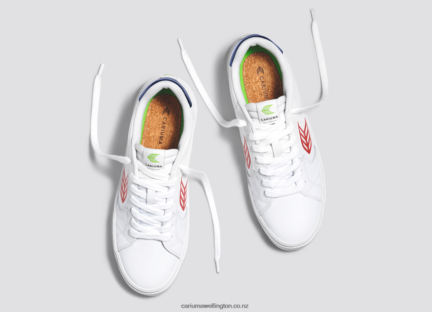 Men Cariuma White LWG Leather/Red TZ68P2102