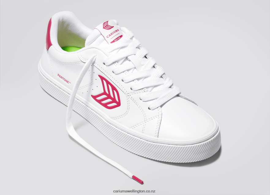 Women Cariuma Pantone Viva Magenta White Leather TZ68P2294