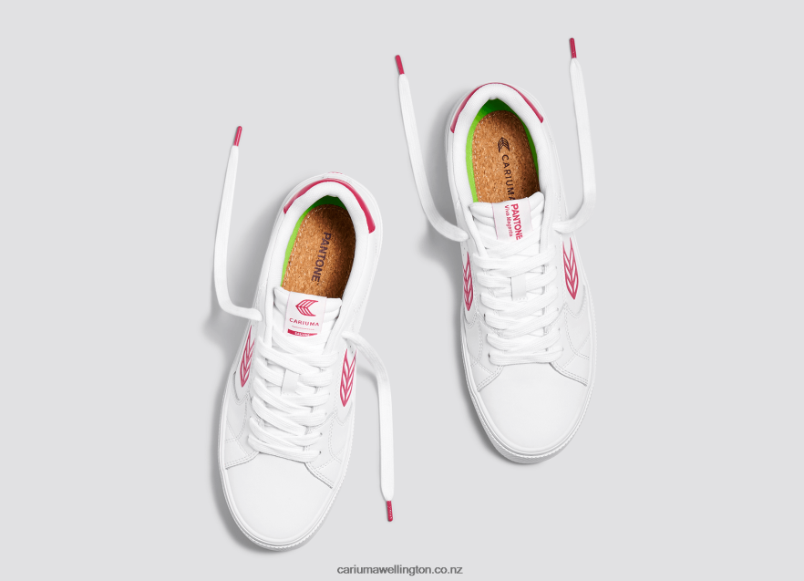Women Cariuma Pantone Viva Magenta White Leather TZ68P2294